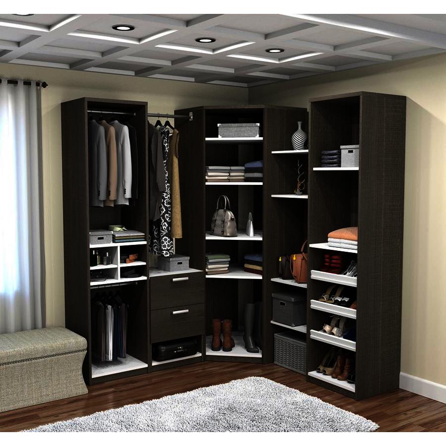 Bestar Corner Closet Storage Unit, Bark Gray