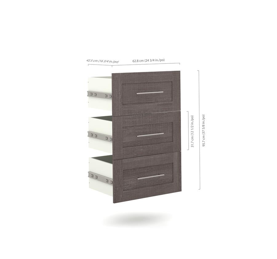 Bestar Pur 25 Storage Unit with 3-Drawer set-White