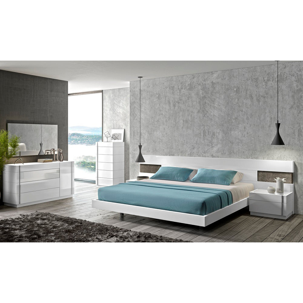 Naples white lacquer platform bedroom deals set