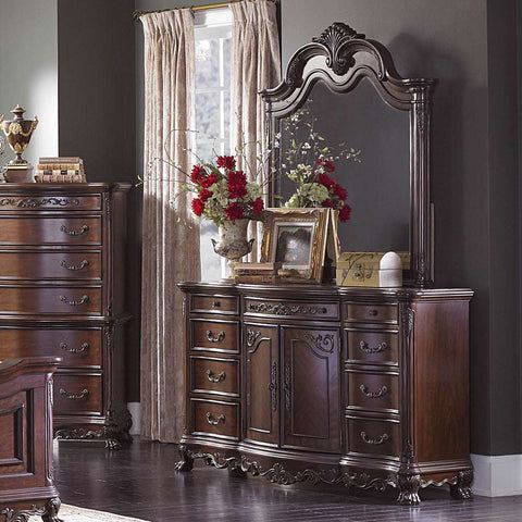 Homelegance Deryn Park 9 Drawer Dresser w/ Mirror in Cherry