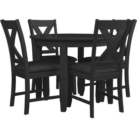 Kendal 5 Piece Dining Set, Black, Round Table