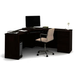 Bestar Prestige Plus Corner Desk w/One Pedestal in Chocolate