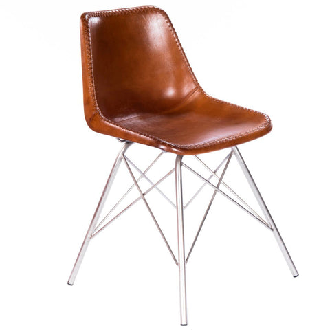 Butler Inland Light Brown Leather Side Chair