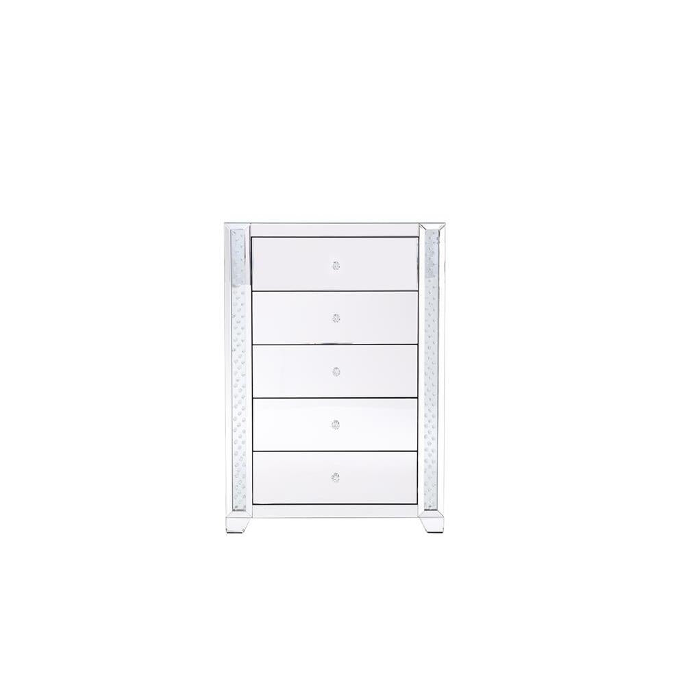 Elegant Lighting 34 in. clear crystal mirrored five drawer cabinet ...