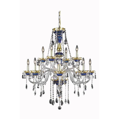 Elegant Lighting Alexandria 12 light Blue Chandelier Clear Royal Cut Crystal