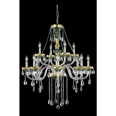 Elegant Lighting Alexandria 12 light Green Chandelier Clear Royal Cut Crystal