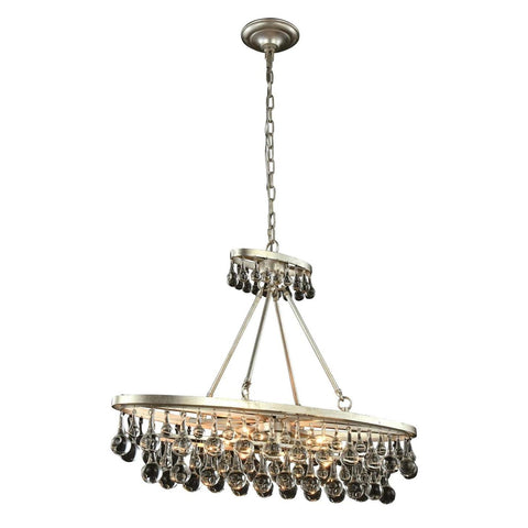 Elegant Lighting Bettina Pendant Lamp L:34" W:10" H:25" Lt:4 Silver Leaf Finish Royal Cut Clear