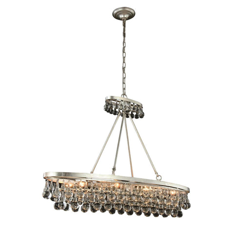 Elegant Lighting Bettina Pendant Lamp L:44" W:13" H:31" Lt:8 Silver Leaf Finish Royal Cut Clear