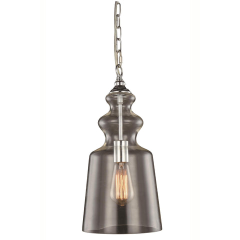 Elegant Lighting Champlain Pendant Lamp D:8" H:15" Lt:1 Silver Shade Finish