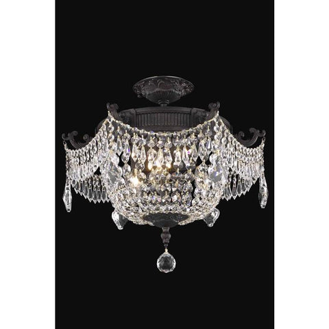 Elegant Lighting Esperanza 3 light Dark Bronze Flush Mount Clear Royal Cut Crystal