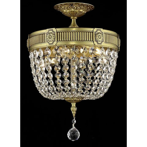 Elegant Lighting Esperanza 3 light French Gold Flush Mount Clear Elegant Cut Crystal