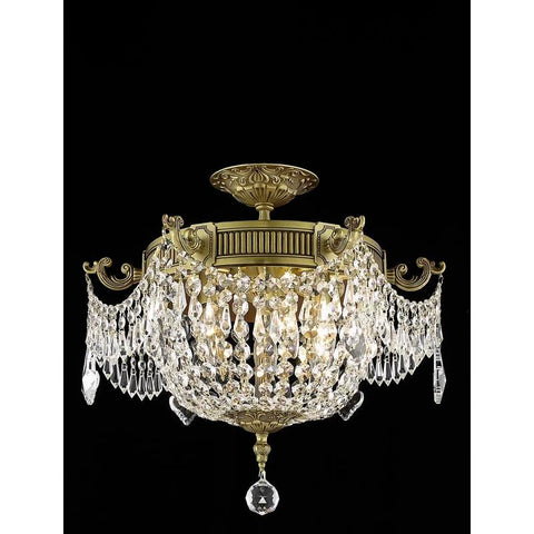 Elegant Lighting Esperanza 3 light French Gold Flush Mount Clear Spectra Swarovski Crystal