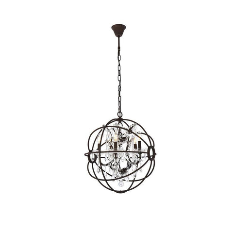 Elegant Lighting Geneva 5 light Rustic Intent Pendant Clear Royal Cut crystal