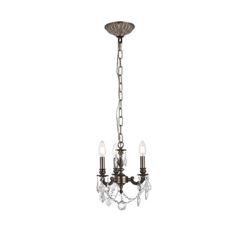 Elegant Lighting Lillie 3 light Pewter Pendant Clear Royal Cut Crystal