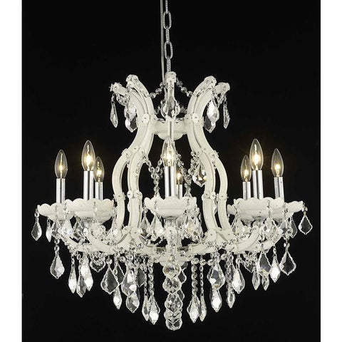 Elegant Lighting Maria Theresa 9 light white Chandelier Clear Spectra Swarovski Crystal