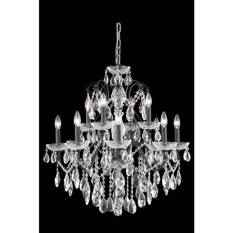 Elegant Lighting St. Francis 12 light Dark Bronze Chandelier Clear Elegant Cut Crystal