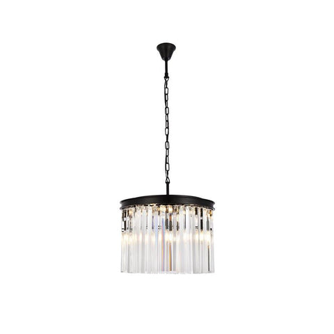 Elegant Lighting Sydney 6 light Matte Black Pendant Clear Royal Cut Crystal