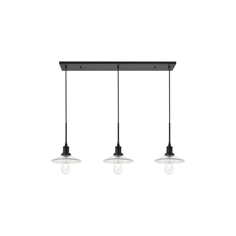 Elegant Lighting Waltz 3 light black Pendant