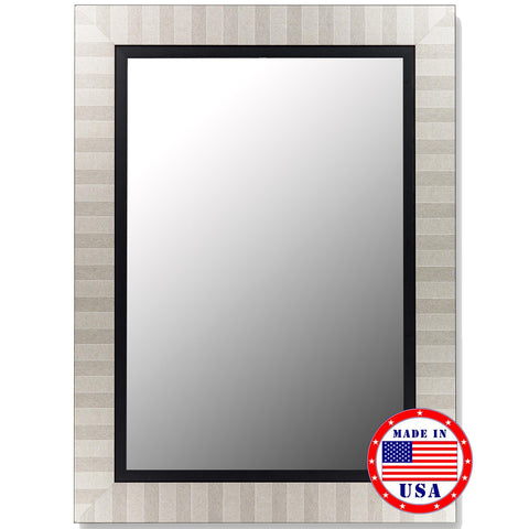 Hitchcock Butterfield Parma Silver And Satin Black Liner Framed Wall Mirror