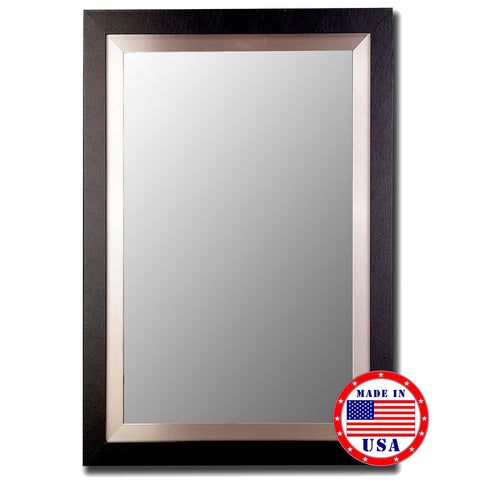 Hitchcock Butterfield Satin Black And Stainless Flat Framed Wall Mirror