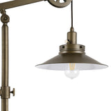 Hudson & Canal Descartes Brushed Brass Wide Brim Floor Lamp with Pulley System