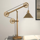 Hudson & Canal Descartes table lamp in brass with pulley system