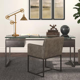 Hudson & Canal Descartes table lamp in brass with pulley system