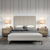 Hudson & Canal Lagos Table Lamp in Brushed Brass and Seeded Glass with Flax Shade