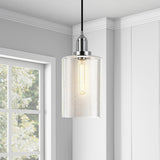 Hudson & Canal Nora pendant in seeded glass and polished nickel