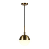 Hudson & Canal Orb Small Globe Brass and Frosted glass Pendant