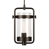 Hudson & Canal Orion Industrial Metal and Glass Pendant in Blackened Bronze