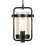 Hudson & Canal Orion Industrial Metal and Glass Pendant in Blackened Bronze