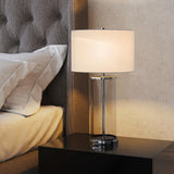 Hudson & Canal Rowan table lamp in glass and nickel