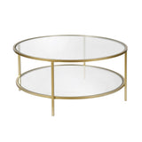 Hudson & Canal Sivil coffee table in gold with glass shelf