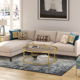 Hudson & Canal Sivil coffee table in gold with glass shelf