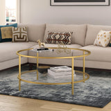 Hudson & Canal Sivil coffee table in gold with glass shelf