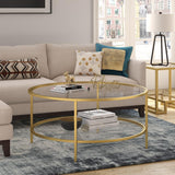 Hudson & Canal Sivil coffee table in gold with glass shelf