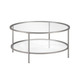 Hudson & Canal Sivil coffee table in satin nickel with glass shelf