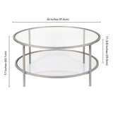 Hudson & Canal Sivil coffee table in satin nickel with glass shelf