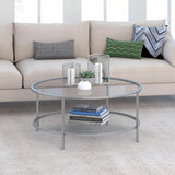 Hudson & Canal Sivil coffee table in satin nickel with glass shelf