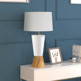 Hudson & Canal Virta table lamp in wood and ceramic