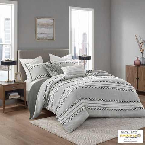 INK+IVY Lennon Organic Cotton Jacquard Comforter Set - Full/Queen