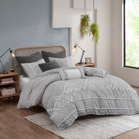 INK+IVY Marta 3 Piece Flax and Cotton Blended Comforter Set - Full/Queen