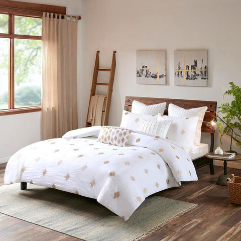 INK+IVY Stella Dot 3 Piece Cotton Percale Duvet Cover Mini Set King/Cal King