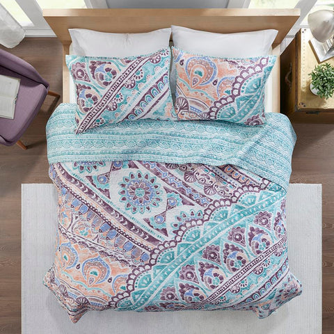Intelligent Design Lidia Printed Reversible Cotton Coverlet Set Twin/Twin XL
