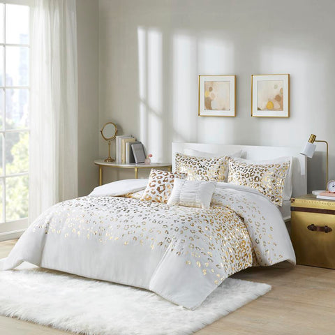 Intelligent Design Lillie Metallic Animal Printed Duvet Cover Set Full/Queen