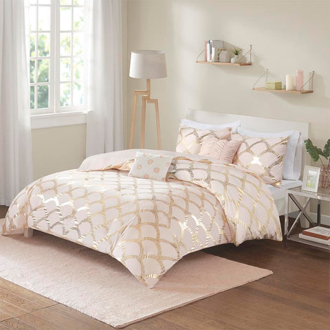 Intelligent Design Lorna Metallic Printed Duvet Cover Set Twin/Twin XL