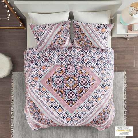 Intelligent Design Marabella Printed Reversible Cotton Coverlet Set Twin/Twin XL