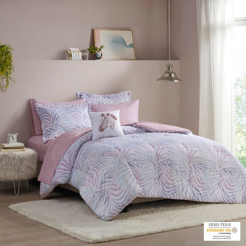 Intelligent Design Nisha Zebra Printed Comforter and Sheet Set Full