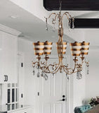 Lucas & McKearn Tivoli 5 Light Striped Gold Shaded 30 In Unique Chandelier